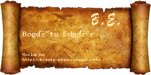 Bogáts Edgár névjegykártya